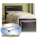 Full Size Dark Espresso Headboard Leather Alligator Reptile Look w/ Bed Fra ....