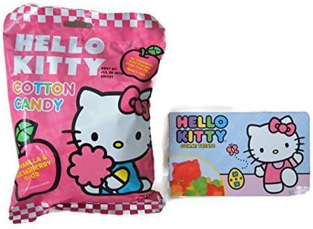 Hello Kitty Cotton Candy and Gummy Bundle: One Hello Kitty Cotton Candy 1.5 Oz Bag and One Hello Kitty Gummi Treats 3.1 Oz by samri