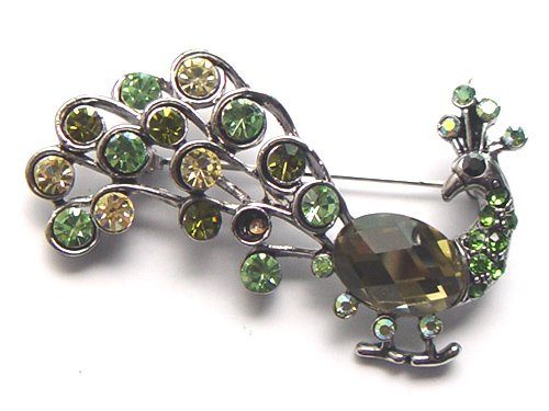 Elegant Emerald Crystal Rhinestone Peacock Bird Fashion Costume Jewel Pin Brooch