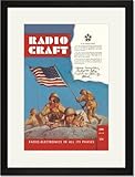 Black Framed/Matted Print 17x23, Radio Craft: American Soldiers Stake the Flag Black Framed/Matted Print 17x23, Radio Craft: American Soldiers Stake the Flag