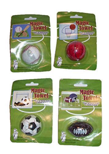 Baseball, Football, Basketball, and Soccer Magic Pop Up Washcloth Towels