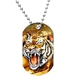 Wild Roaring Tiger Dog Tag Necklace