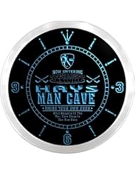 Home: ncqe1918-b HAYS Ice Hockey Mave Cave Den Beer Bar LED Neon Sign Wall Clock - ADV PRO