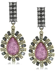 Betsey Johnson "Film Noir" Glitter Teardrop Drop Earrings