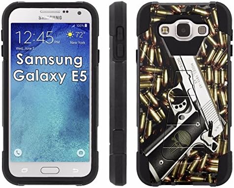 Samsung ]Galaxy E5] Phone Cover, Punisher Hand Gun - Black Hexo Hybrid Armor Phone Case for Samsung ]Galaxy E5]