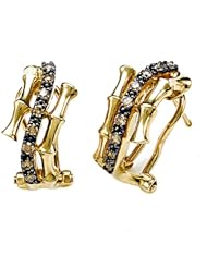 Carlo Viani® Brown Diamonds Bamboo Earrings in 14 kt Yellow Gold