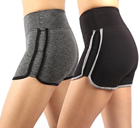 Zoeniya Women's Cotton Blend Workout Running Sport Shorts Pants Medium (Grey+Light Grey)