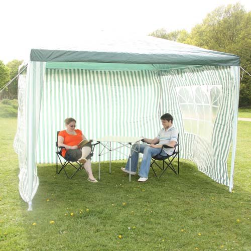 Garden Gazebo 3 x 3M With 4 Sides Green / White