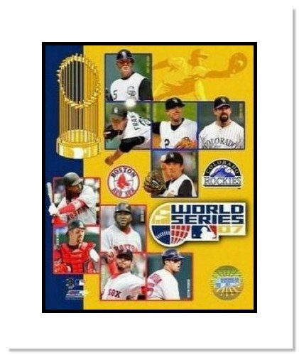 2007 World Series Composite Collage MLB Double Matted 8x10 Photograph Boston Red Sox & Colorado Rockies