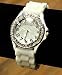 White Wrist Watch Matching Silicone Strap with Face Surrounded with Sparkly Rhinestones image 3