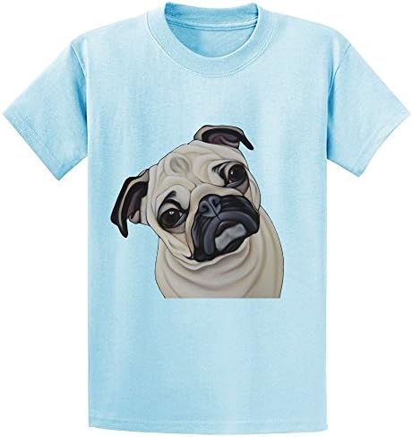 Cutestory Pug Portrait Youth Design Cotton T Shirts L-blue