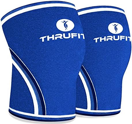 Knee Sleeve (1 Pair) 7mm Neoprene - Support &amp; Compression for Squats, Weightlifting &amp; Powerlifting - Crossfit Sleeves Reduces Injury Risk and Eases Knee Pain - Both Men &amp; Women - By Thru Fitt™