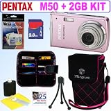 Pentax Optio M50 8MP Digital Camera (Pink) + 2GB Accessory Kit