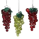 Tuscan Winery Red Beaded Grape Cluster Christmas Ornament