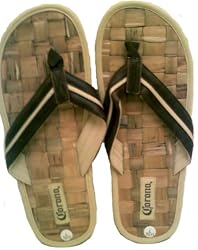 Corona Extra Square Straw Weave Leather Strap Mens Sandals