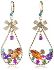 Betsey Johnson "Carnival" Crystal Cluster Oval Drop Earrings