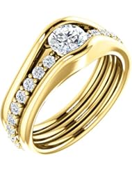 18K Yellow Gold Round Cut Diamond Ring -- LIFETIME WARRANTY