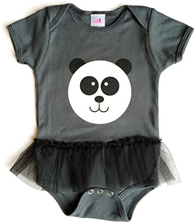Panda Tutu Onesie (3-6mos, Asphalt Grey) - Made in USA
