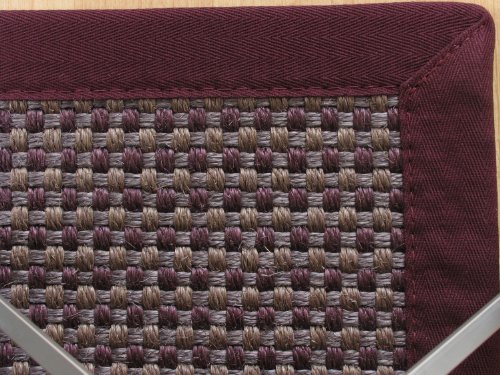  Astra Sisal Teppich Veracruz - Farbe basalt - Bordüre aubergine - 061.013