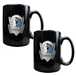 Dallas Mavericks 2pc Black Ceramic Mug Set - Primary Logo NBA Basketball