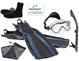 Oceanic Viper Fins, Ultradry Snorkel, ION 3X Tri-View Mask, Dive Boots, Snorkeling Scuba Set