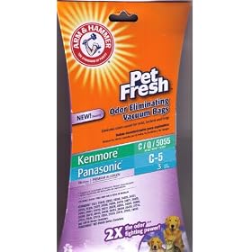 Arm & Hammer Pet Fresh Premium Allergen Odor Eliminating Vacuum Bags, Kenmore C/Q/5055 (50555, 50557, 50558) and Panasonic C-5, 3 Pk.