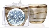 Baby Keepsake: Blue Bouquet Design Personalized Elegant Scented Pottery Votive Candle (Set of 24)