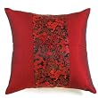 Intricately Handmade Ruby Red Cushion Cover / Pillow Sham With Silky Filigree Dragon Detail