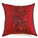 Intricately Handmade Ruby Red Cushion Cover / Pillow Sham With Silky Filigree Dragon Detail