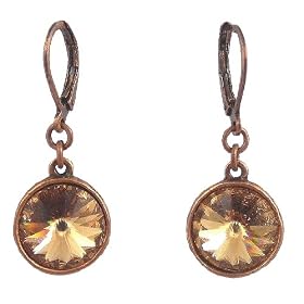 Earrings - E435 - Rivoli Style - Swarovski (TM) Crystal set into Copper Backing ~ Light Colorado Topaz