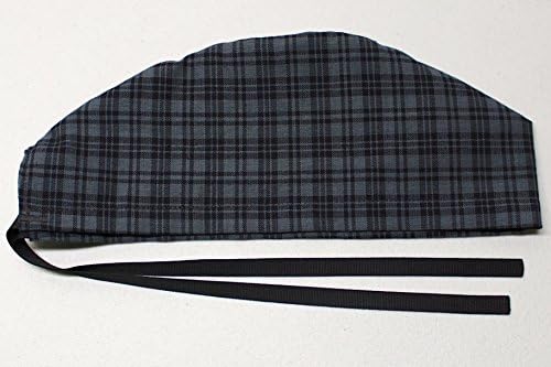 Mens Scrub Cap, Surgical Hat, Gray Plaid