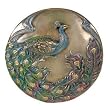 Peacock Round Box - Cold Cast Resin - 2'' Height