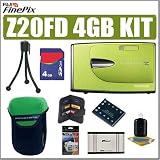 Fuji Fujifilm Fuji Finepix Z20FD 10MP Digital Camera Lime Green Plus 4GB Deluxe Accessory Outfit - Fuji AFUJFPZ20LGK4