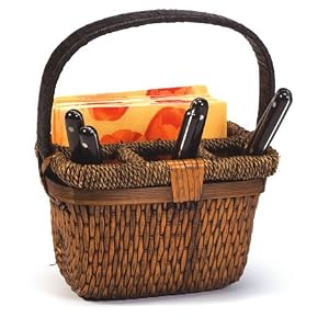 Hand Woven Split Willow Caddy For Picnic and Outdoors - Holds Flatware & Napkins