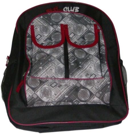 SK8er Club Skater Backpack Sport School Travel Black Gray & Red Back Pack