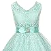 Little Girls Lace Overlay Satin Brooch Flowers Girls Dresses