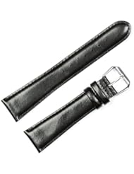 Smooth Leather Watchband Black 19mm Short Watch band - by deBeer