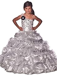 Girls One Shoulder  Feathers Lace  Ball Gown Pageant Dress/Party Dress 