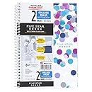Five Star Style Spiral Notebook, 2 Subject, College Ruled, 6 in. x 9.5 in., Color May Vary (08236)