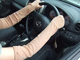 オーガニックコットン　ドライビング手袋:UVカット指なしレース編み