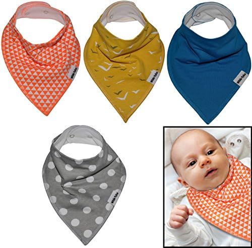 Baby Bibs Pack of 4, Cute, Cool and Unique Drool and Teething Bandana Bibs for Boys and Girls (Unisex) with Snaps From Wilde Tyke (TM), 100% Organic Cotton, Get Your Babies Happy Now! (Bib Chic)