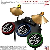 Metal Flames Chrome Skin by WraptorSkinz fits Guitar Hero 4 World Tour Drum Set for Nintendo Wii, XB