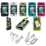 Apple iPhone Aircraft Aluminum Metal Case with Full Frontal Touch Screen Protector Shield - Bundled with 12v Rapid Premium Car Charger and Home Travel Wall AC Adapter Charger - Available in 5 Color Choices (Compatible with 1st Generation ONLY)