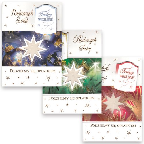 Polish Christmas Cards - Wigilia Wafer (Oplatek), Mixed Set of 3