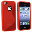 Red S Shape TPU Skin Soft Cover Case For AT&T Verizon Sprint Apple iPhone 4 4S