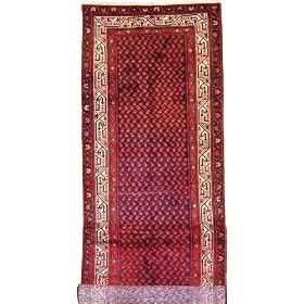 3'5 x 10'4 Navy Blue Persian Hand Knotted Wool Mahal Runner Rug