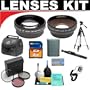 2x Digital Telephoto Professional Series Lens + 0.5x Digital Wide Angle Macro Professional Series Lens + 3 Piece Digital Camera Filter Kit + 4GB SD Card+ Deluxe DB ROTH Super Savings Accessory Kit For The Canon VIXIA HF200, HF20, HF11, HF100, HF10, HG21, HG20 Flash Memory Camcorders