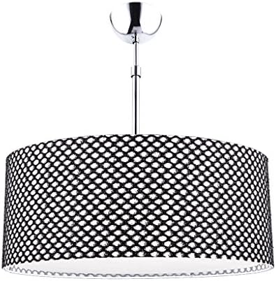 Modern Pendant Light in Cylinder Shade, Black Dotted Drum Style Home Ceiling Light (3XE27 MAX.60W)