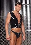 Men's Zip Up Vinyl vest with buckle front detail in Small, Medium, Large, X-Large