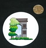 3 button pin printed with gateway, france, structure, landmark, memorial, arch de triumphe, europe, architecture, monument